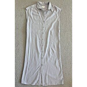 All Row Button Up Dress Sleeveless Satin Lightweight Belted